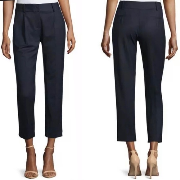 New Milly Edie Tapered Gabardine Ankle Pants Navy